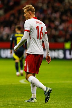 Adam Buksa, Polonya ve İskoçya milli takımları arasında oynanan UEFA Uluslar Ligi maçı sırasında PGE Narodowy 'da görüldü (Maciej Rogowski)