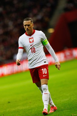 Piotr Zielinski, Polonya ve İskoçya milli takımları arasında PGE Narodowy 'de oynanan UEFA Uluslar Ligi maçında görüldü (Maciej Rogowski)