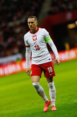 Piotr Zielinski, Polonya ve İskoçya milli takımları arasında PGE Narodowy 'de oynanan UEFA Uluslar Ligi maçında görüldü (Maciej Rogowski)