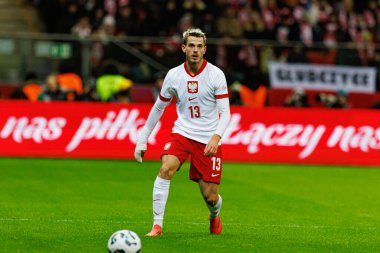 Jakub Kaminski, Polonya ve İskoçya milli takımları arasında PGE Narodowy 'de oynanan UEFA Uluslar Ligi maçında görüldü (Maciej Rogowski)