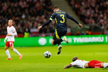 Andrew Robertson, UEFA Uluslar Ligi maçında Polonya ve İskoçya milli takımları arasında PGE Narodowy 'da görüldü (Maciej Rogowski)