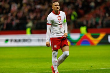 Piotr Zielinski, Polonya ve İskoçya milli takımları arasında PGE Narodowy 'de oynanan UEFA Uluslar Ligi maçında görüldü (Maciej Rogowski)
