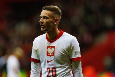 Sebastian Szymanski, Polonya ve İskoçya milli takımları arasında PGE Narodowy 'de oynanan UEFA Uluslar Ligi maçında görüldü (Maciej Rogowski)