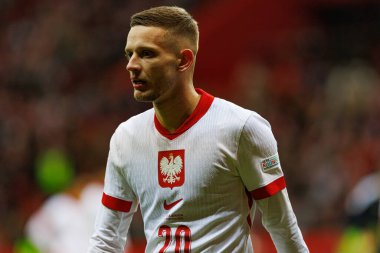Sebastian Szymanski, Polonya ve İskoçya milli takımları arasında PGE Narodowy 'de oynanan UEFA Uluslar Ligi maçında görüldü (Maciej Rogowski)