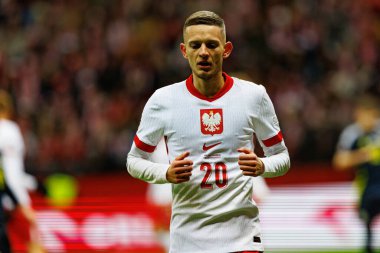 Sebastian Szymanski, Polonya ve İskoçya milli takımları arasında PGE Narodowy 'de oynanan UEFA Uluslar Ligi maçında görüldü (Maciej Rogowski)