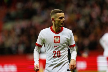 Sebastian Szymanski, Polonya ve İskoçya milli takımları arasında PGE Narodowy 'de oynanan UEFA Uluslar Ligi maçında görüldü (Maciej Rogowski)