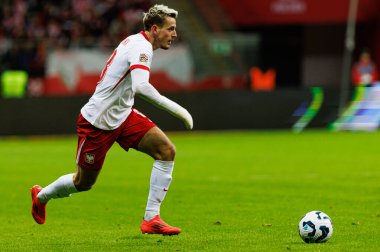 Jakub Kaminski, Polonya ve İskoçya milli takımları arasında PGE Narodowy 'de oynanan UEFA Uluslar Ligi maçında görüldü (Maciej Rogowski)