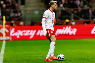 Jakub Kaminski, Polonya ve İskoçya milli takımları arasında PGE Narodowy 'de oynanan UEFA Uluslar Ligi maçında görüldü (Maciej Rogowski)