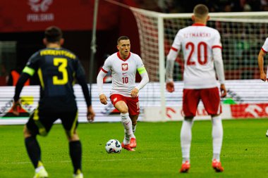 Piotr Zielinski, Polonya ve İskoçya milli takımları arasında PGE Narodowy 'de oynanan UEFA Uluslar Ligi maçında görüldü (Maciej Rogowski)