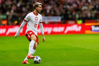 Jakub Kaminski, Polonya ve İskoçya milli takımları arasında PGE Narodowy 'de oynanan UEFA Uluslar Ligi maçında görüldü (Maciej Rogowski)