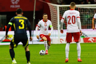 Piotr Zielinski, Polonya ve İskoçya milli takımları arasında PGE Narodowy 'de oynanan UEFA Uluslar Ligi maçında görüldü (Maciej Rogowski)