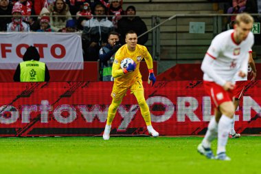 Lukasz Skorupski, UEFA Uluslar Ligi maçında Polonya ve İskoçya milli takımları arasında PGE Narodowy 'da görüldü (Maciej Rogowski)
