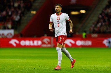 Jakub Moder, Polonya ve İskoçya milli takımları arasında oynanan UEFA Uluslar Ligi maçı sırasında PGE Narodowy 'da görüldü (Maciej Rogowski)