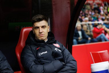 Krzysztof Piatek, Polonya ve İskoçya milli takımları arasındaki UEFA Uluslar Ligi maçı sırasında PGE Narodowy 'da görüldü (Maciej Rogowski)