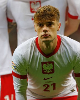 Nicola Zalewski, Polonya ve İskoçya milli takımları arasında PGE Narodowy 'de oynanan UEFA Uluslar Ligi maçında görüldü (Maciej Rogowski)