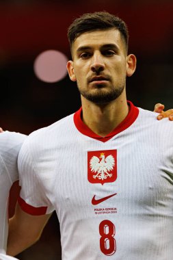 Jakub Moder, Polonya ve İskoçya milli takımları arasında oynanan UEFA Uluslar Ligi maçı sırasında PGE Narodowy 'da görüldü (Maciej Rogowski)