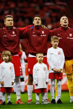 Kamil Piatkowski, Jakub Kiwior, Lukasz Skorupski, Polonya ve İskoçya milli takımları arasındaki UEFA Uluslar Ligi maçında PGE Narodowy 'de görüldü (Maciej Rogowski)