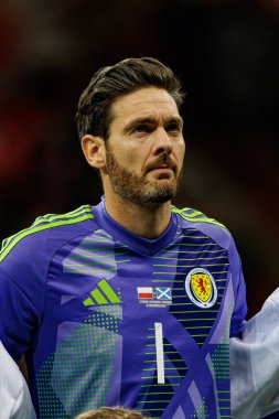 Craig Gordon, UEFA Uluslar Ligi maçında Polonya ve İskoçya milli takımları arasında PGE Narodowy 'da görüldü (Maciej Rogowski)