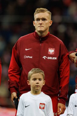 Karol Swiderski, Polonya ve İskoçya milli takımları arasında PGE Narodowy 'de oynanan UEFA Uluslar Ligi maçında görüldü (Maciej Rogowski)