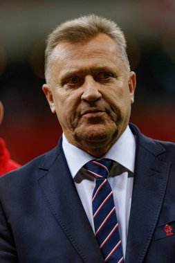 Cezary Kulesza, Polonya ve İskoçya milli takımları arasında PGE Narodowy 'de oynanan UEFA Uluslar Ligi maçı sırasında görüldü (Maciej Rogowski)