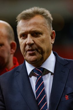 Cezary Kulesza, Polonya ve İskoçya milli takımları arasında PGE Narodowy 'de oynanan UEFA Uluslar Ligi maçı sırasında görüldü (Maciej Rogowski)