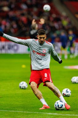 Jakub Moder, Polonya ve İskoçya milli takımları arasında oynanan UEFA Uluslar Ligi maçı sırasında PGE Narodowy 'da görüldü (Maciej Rogowski)