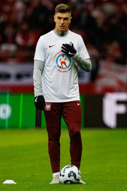 Krzysztof Piatek, Polonya ve İskoçya milli takımları arasındaki UEFA Uluslar Ligi maçı sırasında PGE Narodowy 'da görüldü (Maciej Rogowski)