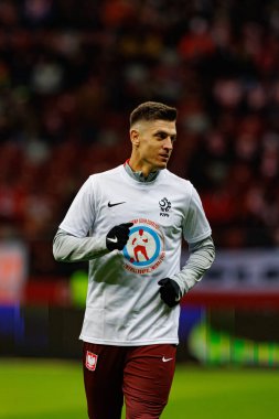 Krzysztof Piatek, Polonya ve İskoçya milli takımları arasındaki UEFA Uluslar Ligi maçı sırasında PGE Narodowy 'da görüldü (Maciej Rogowski)
