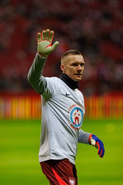 Lukasz Skorupski, UEFA Uluslar Ligi maçında Polonya ve İskoçya milli takımları arasında PGE Narodowy 'da görüldü (Maciej Rogowski)