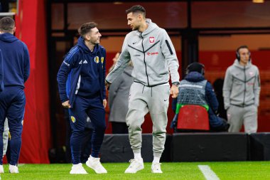 Billy Gilmour, Jakub Moder, UEFA Uluslar Ligi maçında Polonya ve İskoçya milli takımları arasında PGE Narodowy 'da görüldü (Maciej Rogowski)