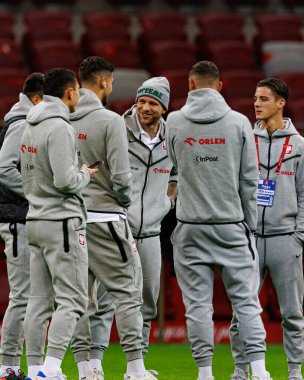 Tymoteusz Puchacz, Kacper Urbanski, Polonya ve İskoçya milli takımları arasındaki UEFA Uluslar Ligi maçında PGE Narodowy 'da (Maciej Rogowski)