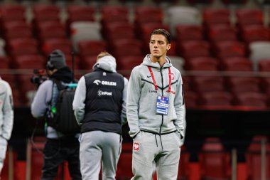 Kacper Urbanski, Polonya ve İskoçya milli takımları arasında PGE Narodowy 'de oynanan UEFA Uluslar Ligi maçında görüldü (Maciej Rogowski)