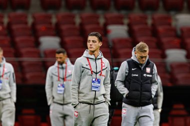 Kacper Urbanski, Polonya ve İskoçya milli takımları arasında PGE Narodowy 'de oynanan UEFA Uluslar Ligi maçında görüldü (Maciej Rogowski)