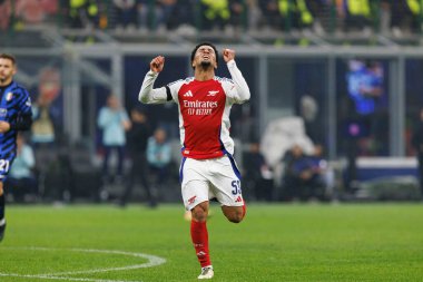 Ethan Nwaneri UEFA Şampiyonlar Ligi maçında Internazionale Milano ve Arsenal FC (Maciej Rogowski) takımları arasında görüldü.)