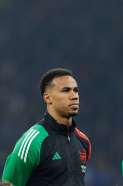 UEFA Şampiyonlar Ligi maçında Milano ve Arsenal FC (Maciej Rogowski) takımları arasında Jurrien Timber görüldü.)