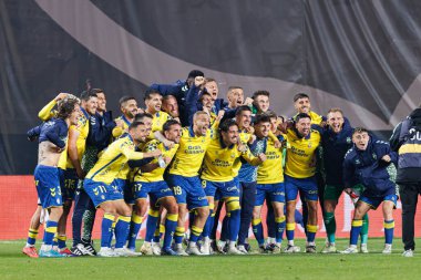 Las Palmas oyuncuları, Rayo Vallecano ve UD Las Palmas takımları arasında oynanan LaLiga EA SPORTS maçı sonrasında Estadio de Vallecas 'ta (Maciej Rogowski)