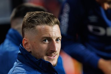 İvan Balliu, Estadio de Vallecas 'ta Rayo Vallecano ve UD Las Palmas takımları arasında oynanan LaLiga EA SPORTS maçı sırasında görüldü (Maciej Rogowski)