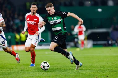 Viktor Gyokeres UEFA Şampiyonlar Ligi maçında CP ve Arsenal FC takımları arasında görüldü (Maciej Rogowski) 