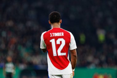 Jurrien Timber, UEFA Şampiyonlar Ligi maçında Sporting CP ve Arsenal FC takımları arasında görüldü (Maciej Rogowski) 