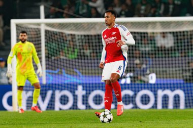 Gabriel Magalhaes UEFA Şampiyonlar Ligi maçında Sporting CP ve Arsenal FC takımları arasında görüldü (Maciej Rogowski) 