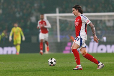 Riccardo Calafiori UEFA Şampiyonlar Ligi maçında CP ve Arsenal FC takımları arasında görüldü (Maciej Rogowski) 