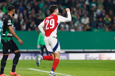 Kai Havertz, UEFA Şampiyonlar Ligi maçında attığı golün ardından Sporting CP ve Arsenal FC (Maciej Rogowski) 