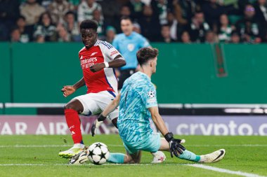 Bukayo Saka, Franco Israel UEFA Şampiyonlar Ligi maçında Sporting CP ve Arsenal FC (Maciej Rogowski) 