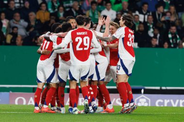 Gabriel Martinelli, UEFA Şampiyonlar Ligi maçında attığı golün ardından Sporting CP ve Arsenal FC (Maciej Rogowski) 