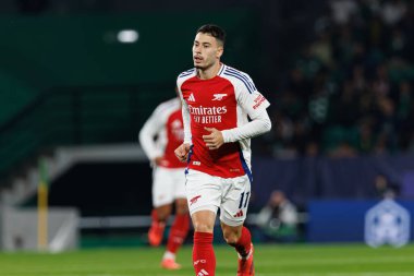 Gabriel Martinelli UEFA Şampiyonlar Ligi maçında Sporting CP ve Arsenal FC takımları arasında görüldü (Maciej Rogowski) 