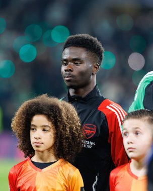 Bukayo Saka UEFA Şampiyonlar Ligi maçında Sporting CP ve Arsenal FC takımları arasında görüldü (Maciej Rogowski) 