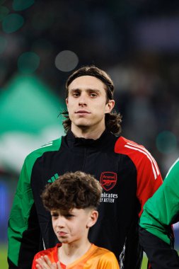 Riccardo Calafiori UEFA Şampiyonlar Ligi maçında CP ve Arsenal FC takımları arasında görüldü (Maciej Rogowski) 