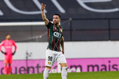 Joao Kikas, Liga Portekiz maçında CF Estrela Amadora ve CD Nacional takımları arasında attığı gol sonrasında Estadio Jose Gomes 'de (Maciej Rogowski)