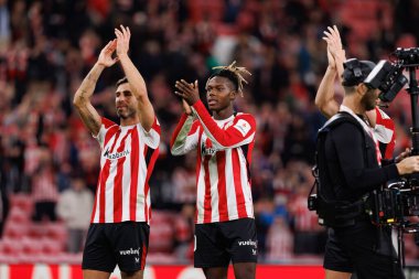 Yeray Alvarez, Nico Williams LaLiga EA SPORTS maçı sırasında Estadio de San Mames 'deki Real Madrid FC takımları arasında görüldü (Maciej Rogowski)