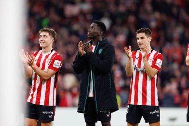 Mikel Jauregizar, Adama Boiro, Inigo Ruiz de Galarreta LaLiga EA Spor Maçı sırasında Estadio de San Mames 'deki Real Madrid FC takımları arasında görüldü (Maciej Rogowski)